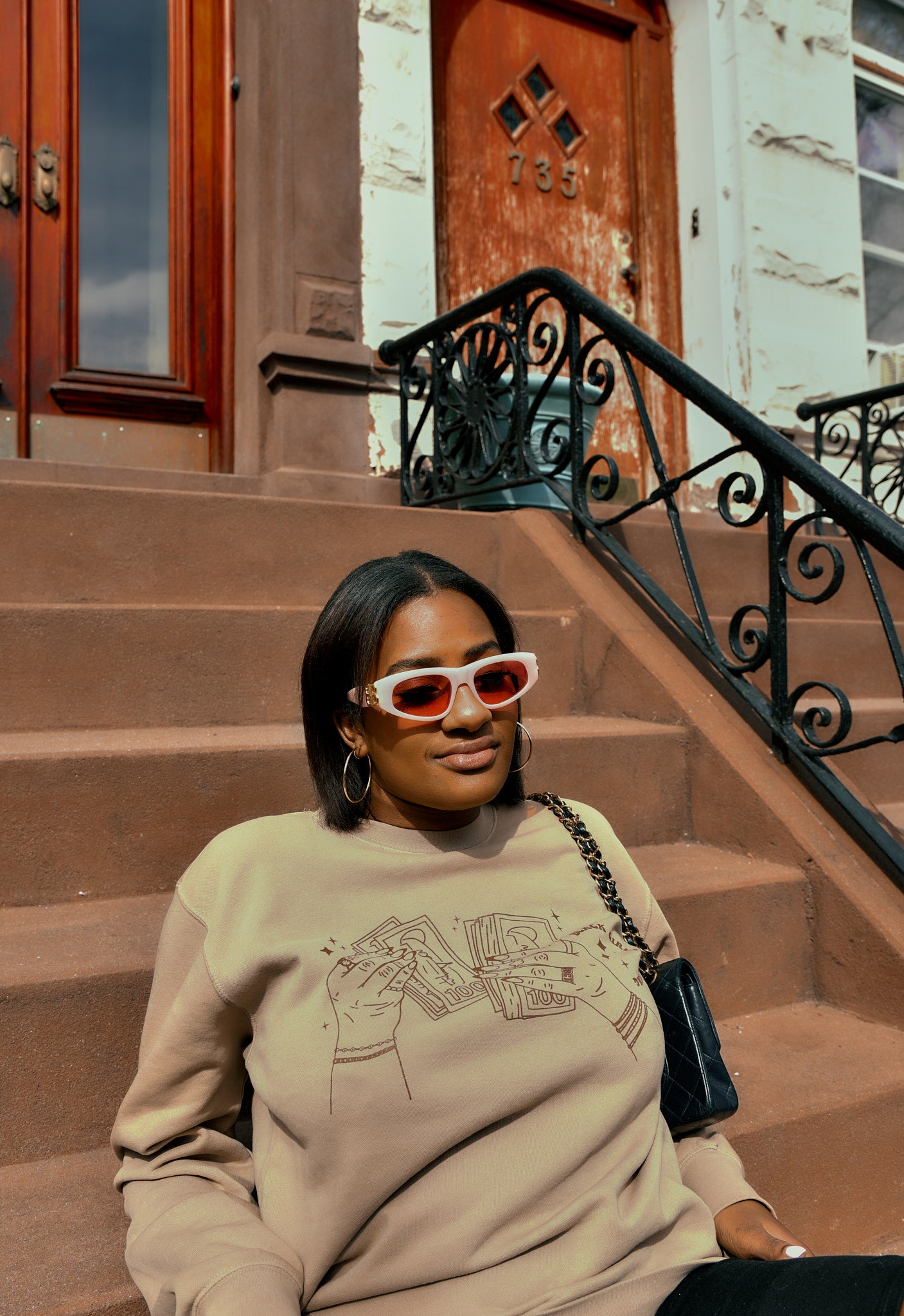 Black Girl Doing Shit Sweatshirt (Sandstone)